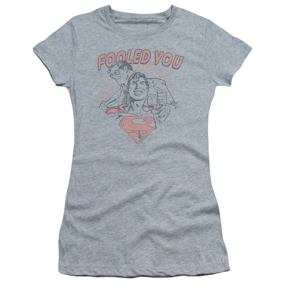 DC Comics Fooled You S/S Junior Women's T-Shirt Sheer Athletic Heather