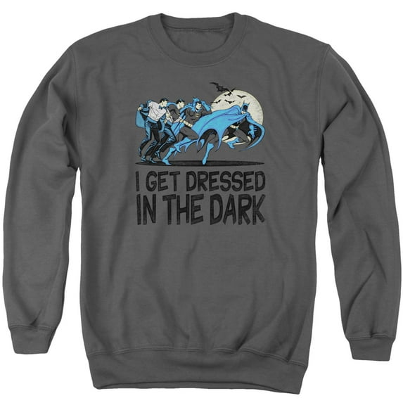 DC Comics Get Dressed Adult Crewneck Sweatshirt Charcoal