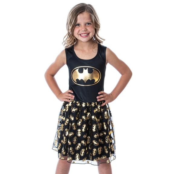 DC Comics Girl's Batman Logo Tank Nightgown Costume Pajama Dress