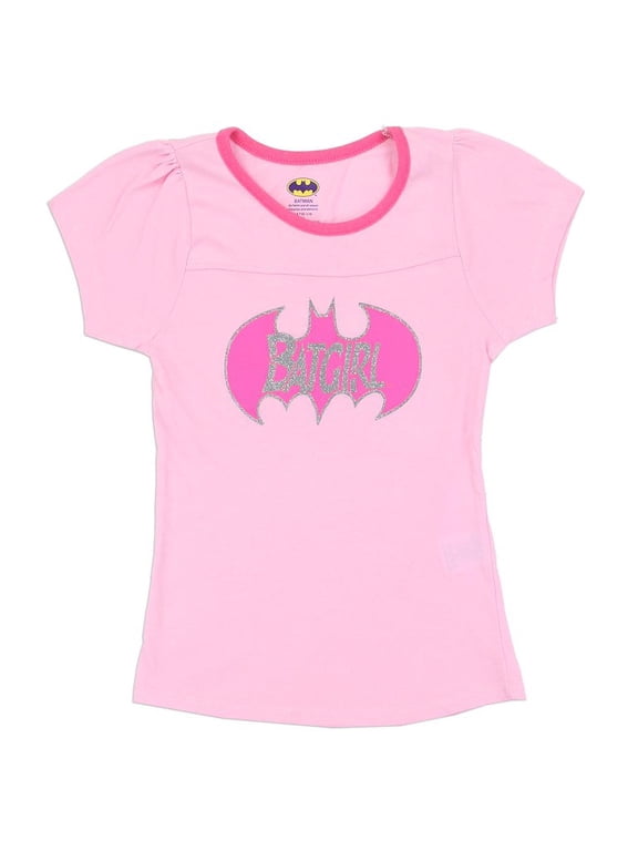 DC Comics Girls' Batgirl Glitter Logo T-Shirt (Toddler & Little Girls)