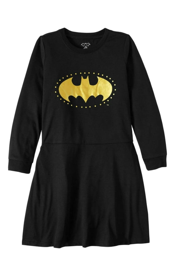Girls Black & Gold Batman Nightgown Batgirl Symbol Sleep Shirt XS 4-5