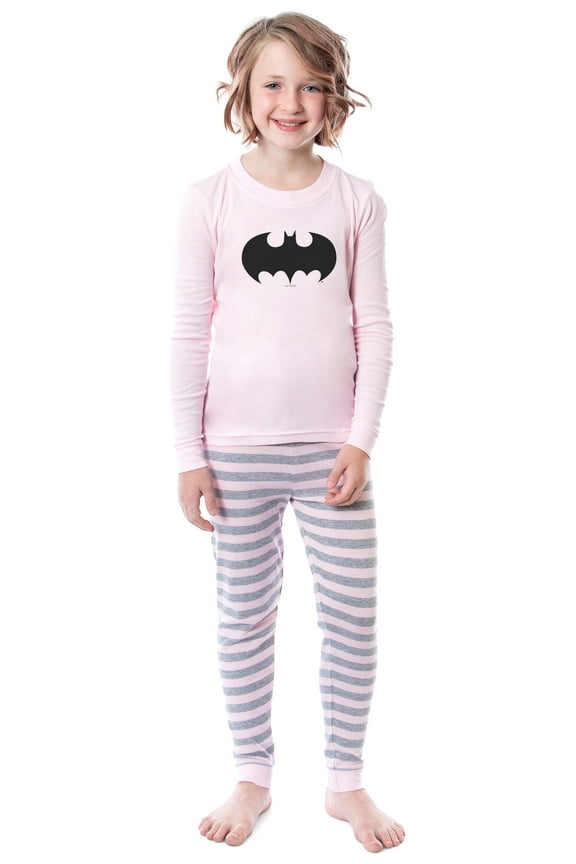 DC Comics Girls' Child Batman Bat Logo Symbol Superhero Sleep Pajama Set