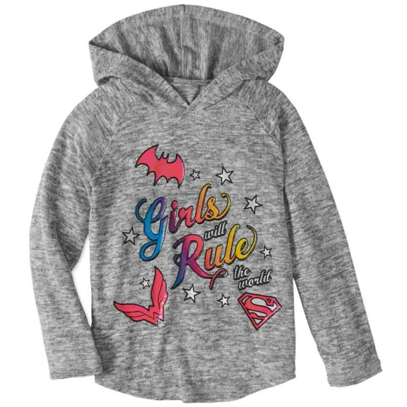 DC Comics Girls Gray Girls Rule the World Hoodie Wonder Woman Batgirl T-Shirt XS