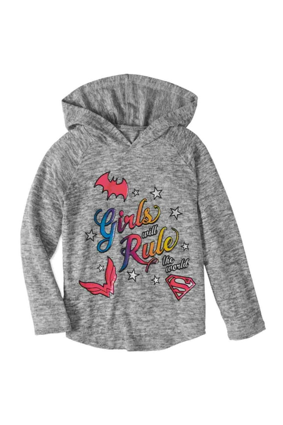 DC Comics Girls Gray Girls Rule the World Hoodie Wonder Woman Batgirl T-Shirt XS