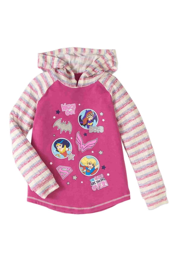 Girls Pink Girls Taking Over Hoodie Wonder Woman Batgirl T-Shirt XL