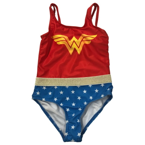 DC Comics Girls Red & Blue 1pc Wonder Woman Swimming Bathing Suit 4