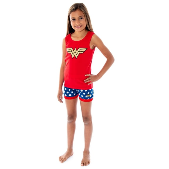 DC Comics Girls Wonder Woman Logo Tank Top And Shorts Pajama Set