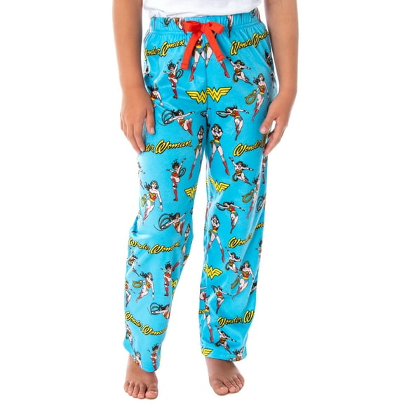 DC Comics Girls' Wonder Woman Vintage Allover Pattern Pajama Pants