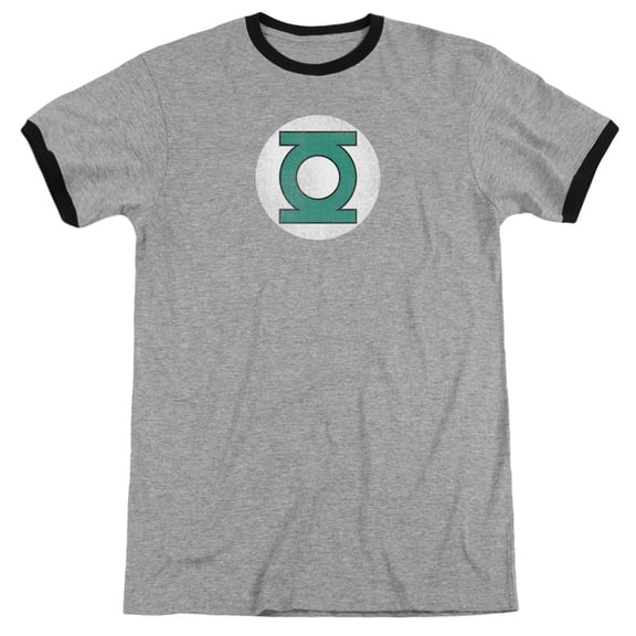 DC Comics Gl Logo Distressed Adult Ringer T-Shirt Heather/Black