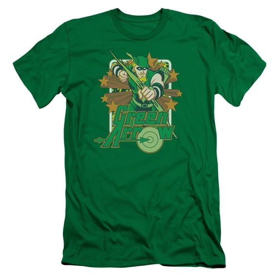 DC Comics Green Arrow Stars S/S Adult 30/1 T-Shirt Kelly Green