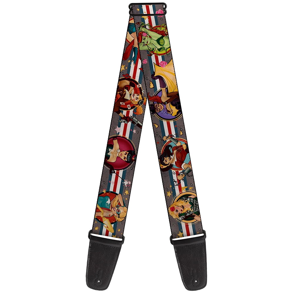 DC Comics Guitar Strap, DC Bombshell Pin Up Girls, 2 Inches Wide