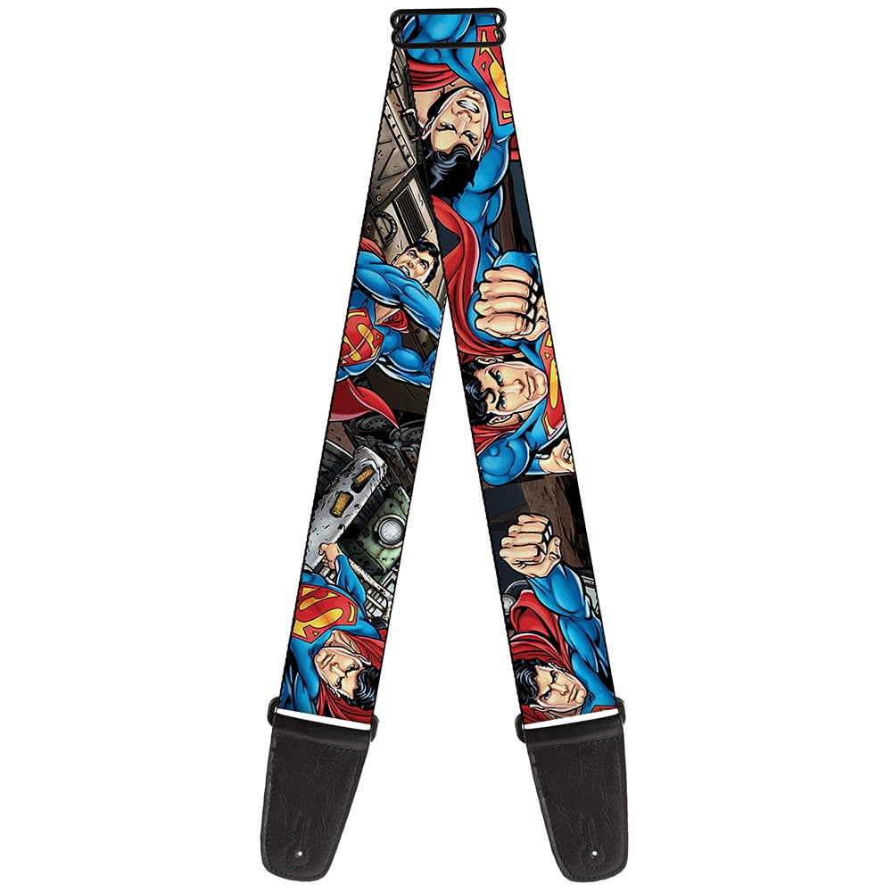 DC Comics Guitar Strap, Superman Metropolis Face Off, 2 Inches Wide