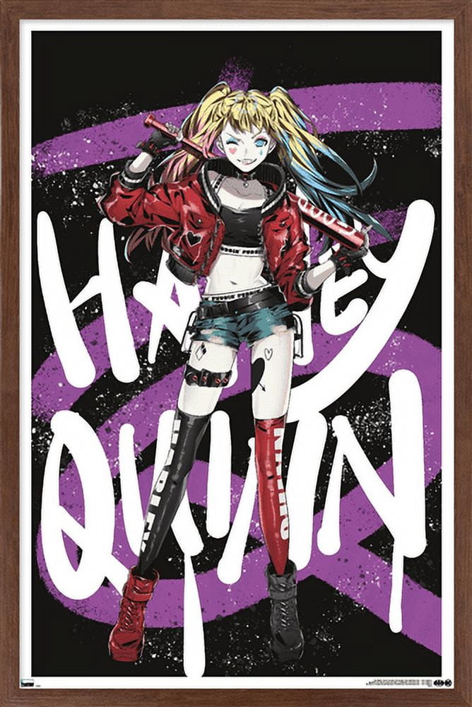 DC Comics - Harley Quinn Anime - Bat Wall Poster, 22.375" x 34", Framed