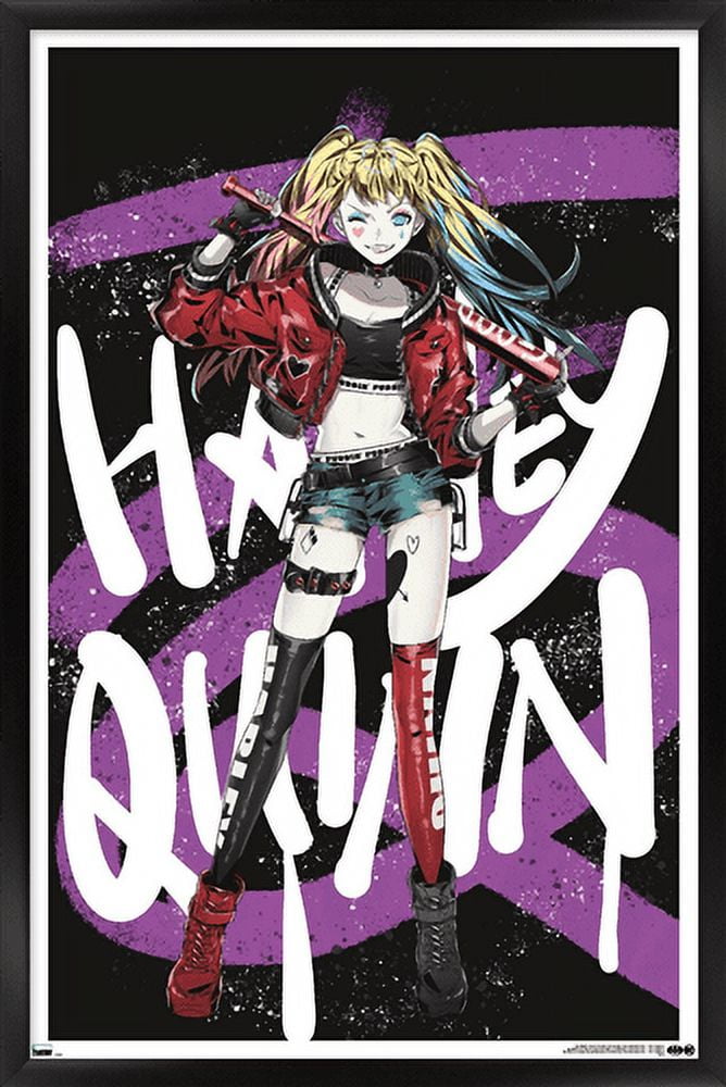 DC Comics - Harley Quinn Anime - Bat Wall Poster, 22.375" x 34", Framed