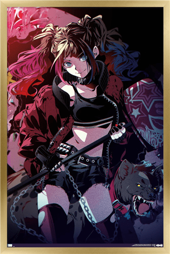 DC Comics - Harley Quinn Anime - Hyena Wall Poster, 14.725" x 22.375", Framed