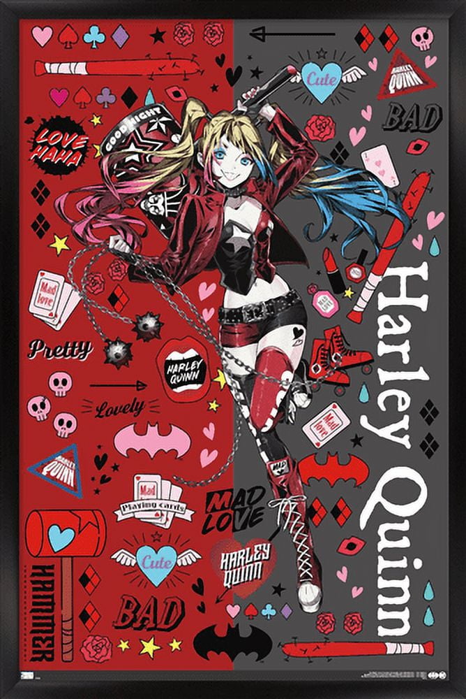DC Comics - Harley Quinn Anime - Icons Wall Poster, 14.725" x 22.375", Framed