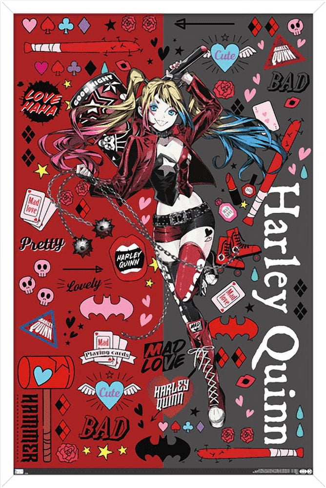 DC Comics - Harley Quinn Anime - Icons Wall Poster, 22.375" x 34", Framed