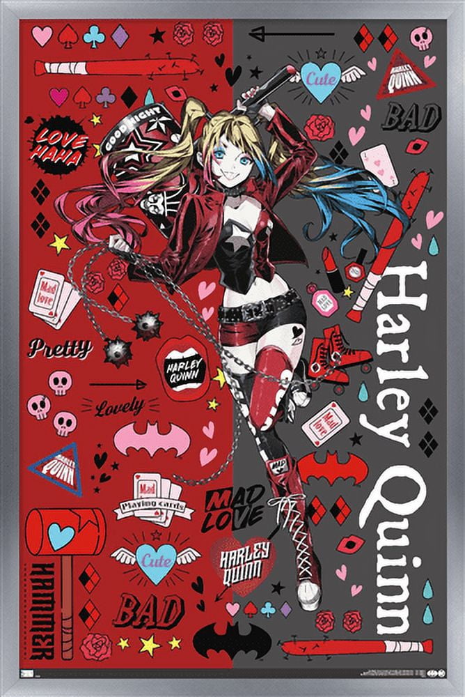 DC Comics - Harley Quinn Anime - Icons Wall Poster, 22.375" x 34", Framed
