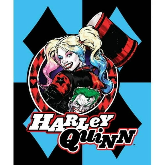 DC Comics Harley Quinn Blue Diamond Plush Twin Blanket, 60" x 80"