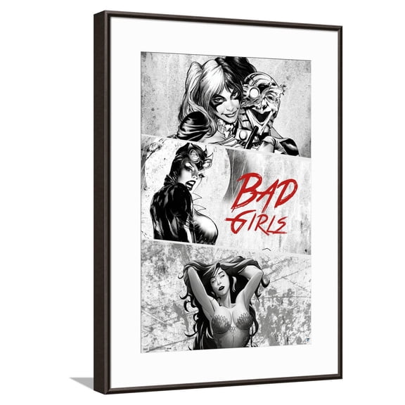 DC Comics Harley Quinn - Catwoman - Poison Ivy - Bad Girls Canvas Wall Poster, 14.725" x 22.375"