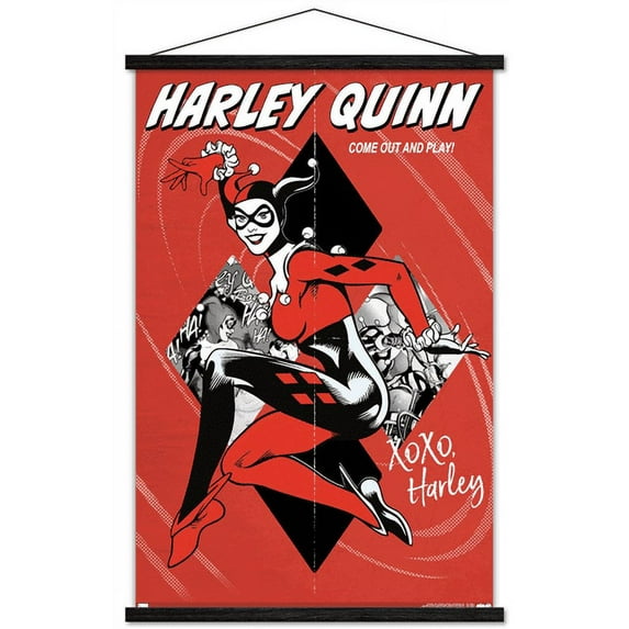 DC Comics - Harley Quinn - Come Out And Play Wall Poster with Wooden Magnetic Frame, 22.375" x 34"