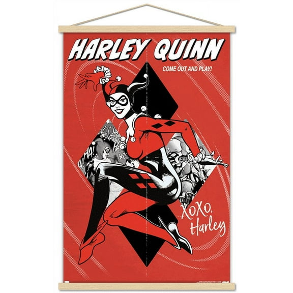 DC Comics - Harley Quinn - Come Out And Play Wall Poster with Wooden Magnetic Frame, 22.375" x 34"