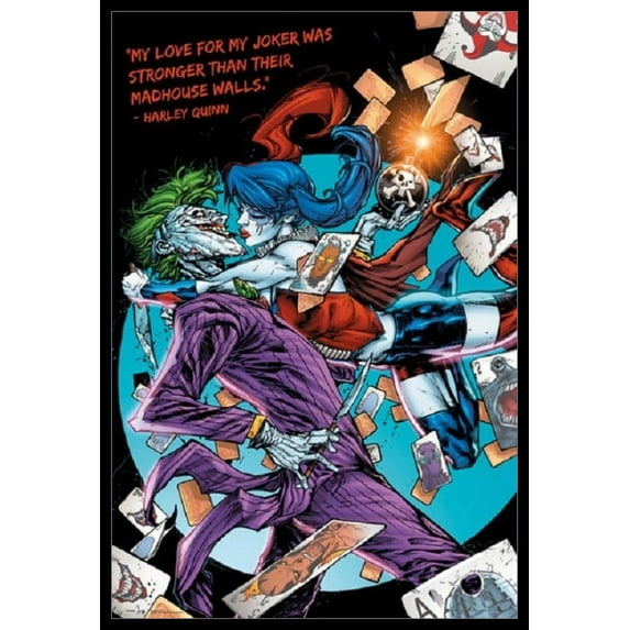 DC Comics Harley Quinn Joker Kiss Laminated & Framed Poster (24 x 36)