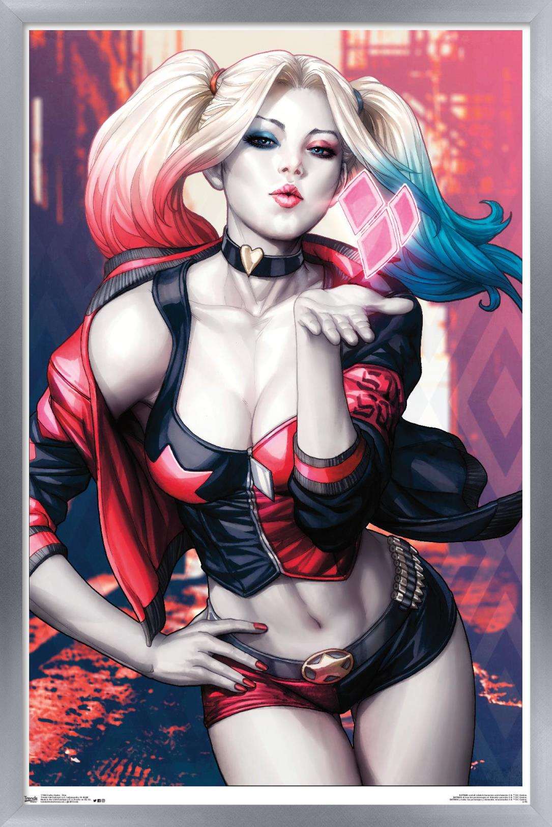 DC Comics - Harley Quinn - Kiss Wall Poster, 14.725" x 22.375", Framed