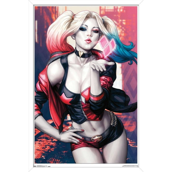 DC Comics - Harley Quinn - Kiss Wall Poster, 14.725" x 22.375", Framed