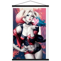 DC Comics - Harley Quinn - Kiss Wall Poster with Wooden Magnetic Frame, 22.375" x 34"