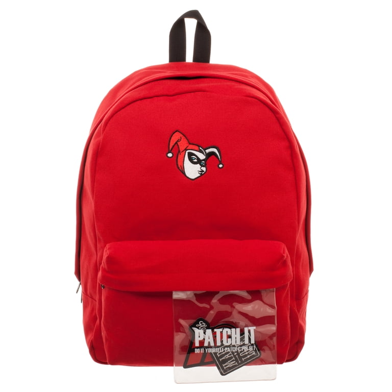 DC Comics Harley Quinn Red Backpack with Pin and Patches  display picture 1