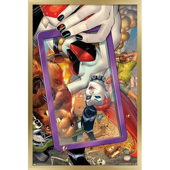 DC Comics - Harley Quinn - Selfie Wall Poster, 22.375" x 34", Framed