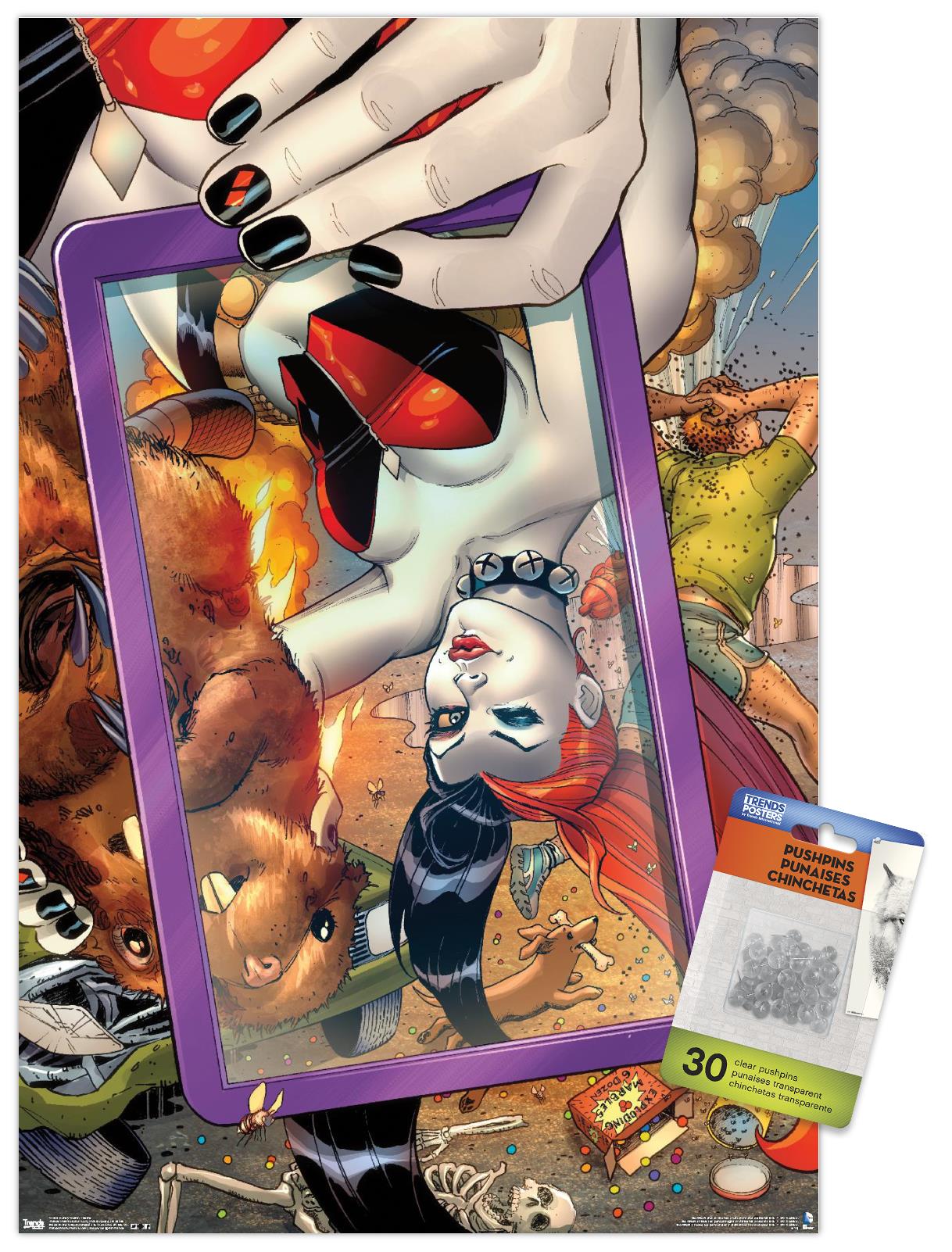 DC Comics - Harley Quinn - Selfie Wall Poster with Push Pins, 14.725" x 22.375"