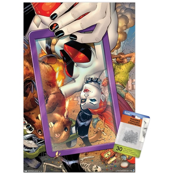DC Comics - Harley Quinn - Selfie Wall Poster with Push Pins, 14.725" x 22.375"