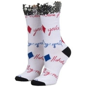 DC Comics Harley Quinn Sequin Cuff Crew Socks for Women