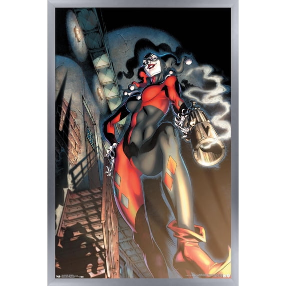 DC Comics - Harley Quinn - Smoking Gun Wall Poster, 14.725" x 22.375", Framed