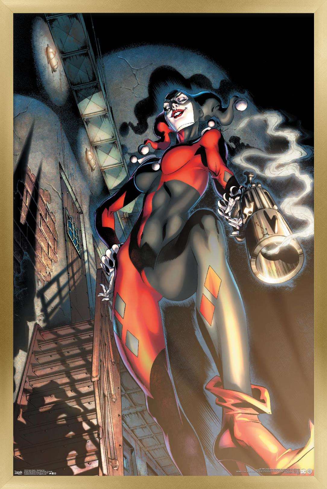 DC Comics - Harley Quinn - Smoking Gun Wall Poster, 14.725" x 22.375", Framed