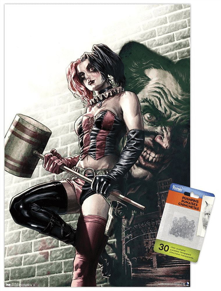 DC Comics - Harley Quinn - Wall Wall Poster with Push Pins, 14.725" x 22.375"