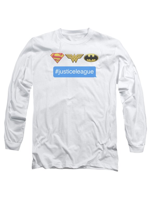 DC Comics Hashtag Justice League-Long Sleeve Adult 18/1 White