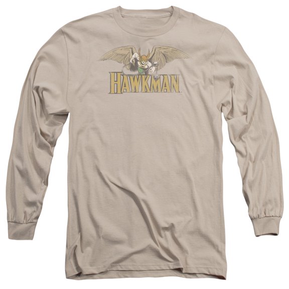 DC Comics Hawkman Long Sleeve Adult 18/1 T-ShirtSand