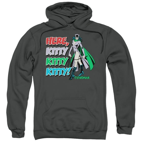 DC Comics Here Kitty Adult Pullover Hoodie Sweatshirt Charcoal