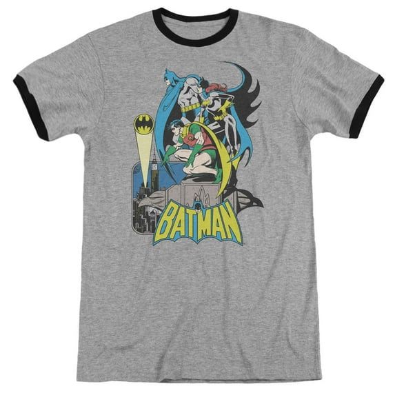 DC Comics Heroic Trio Adult Ringer T-Shirt Heather/Black