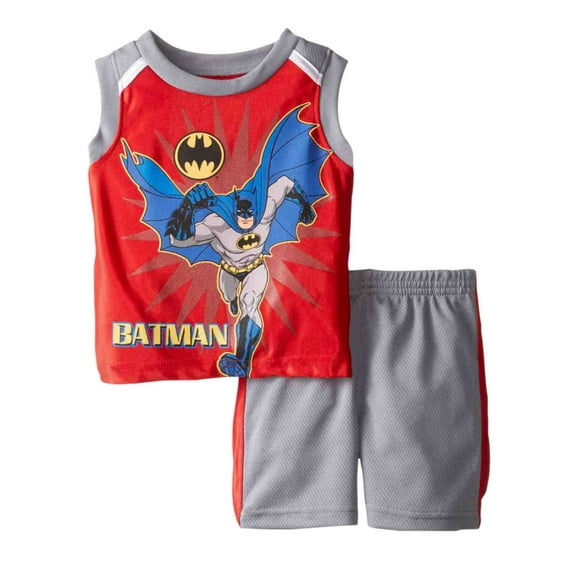 DC Comics Infant Boys 2 Piece Sleeveless Batman Shirt & Mesh Shorts Set 18m