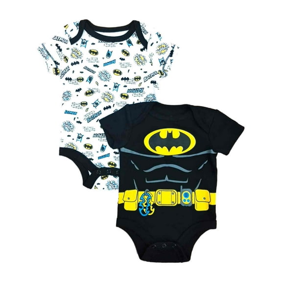 DC Comics Infant Boys 2pc Batman Bodysuit Set Bat Man Creeper Baby Outfit 12m
