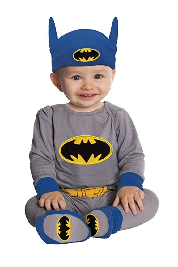 Infant Boys Batman Costume Outfit Creeper Pants Cape Hat & Booties