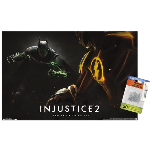 DC Comics - Injustice: Gods Among Us 2 - Batman & The Flash Wall Poster with Push Pins, 14.725" x 22.375"