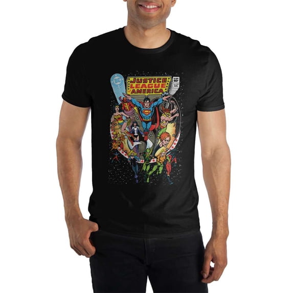 DC Comics JLA Justice League of America Men's Black Tee Shirt T-Shirt-Large