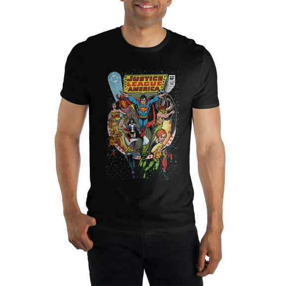DC Comics JLA Justice League of America Men's Black Tee Shirt T-Shirt-Medium