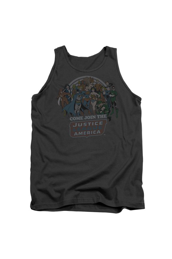DC Comics Join The Justice League Adult Tank Top Charcoal