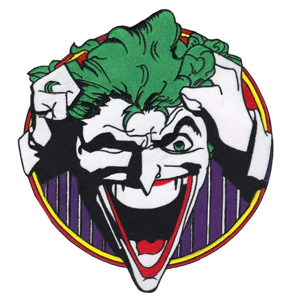 DC Comics Joker Laughing Patch Certified Insane Villain XL Embroidered Iron On